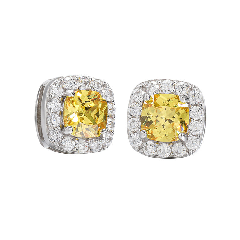 Women's & Men's Rock Candy Sier-plated Full Diamond Street American Earrings