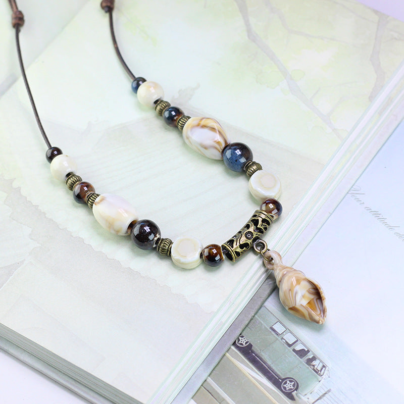 Ceramic Sweater Chain Jewelry Beaded Chinese Female Light Luxury Necklaces