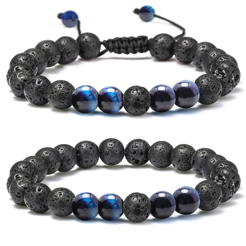 Turquoise Woven Lava Stone Adjustable Volcanic Bracelets