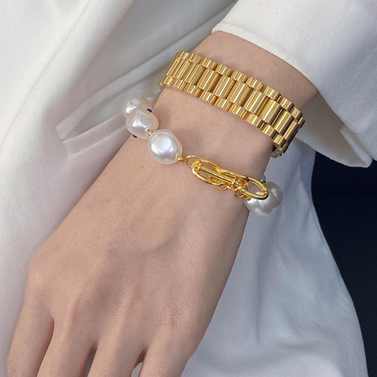 Ornament Stainless Steel Strap Couple Watch Bracelets