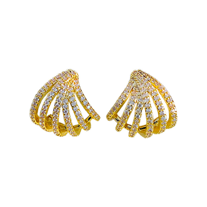 Real Gold Electroplated Sier Needle Zircon Earrings