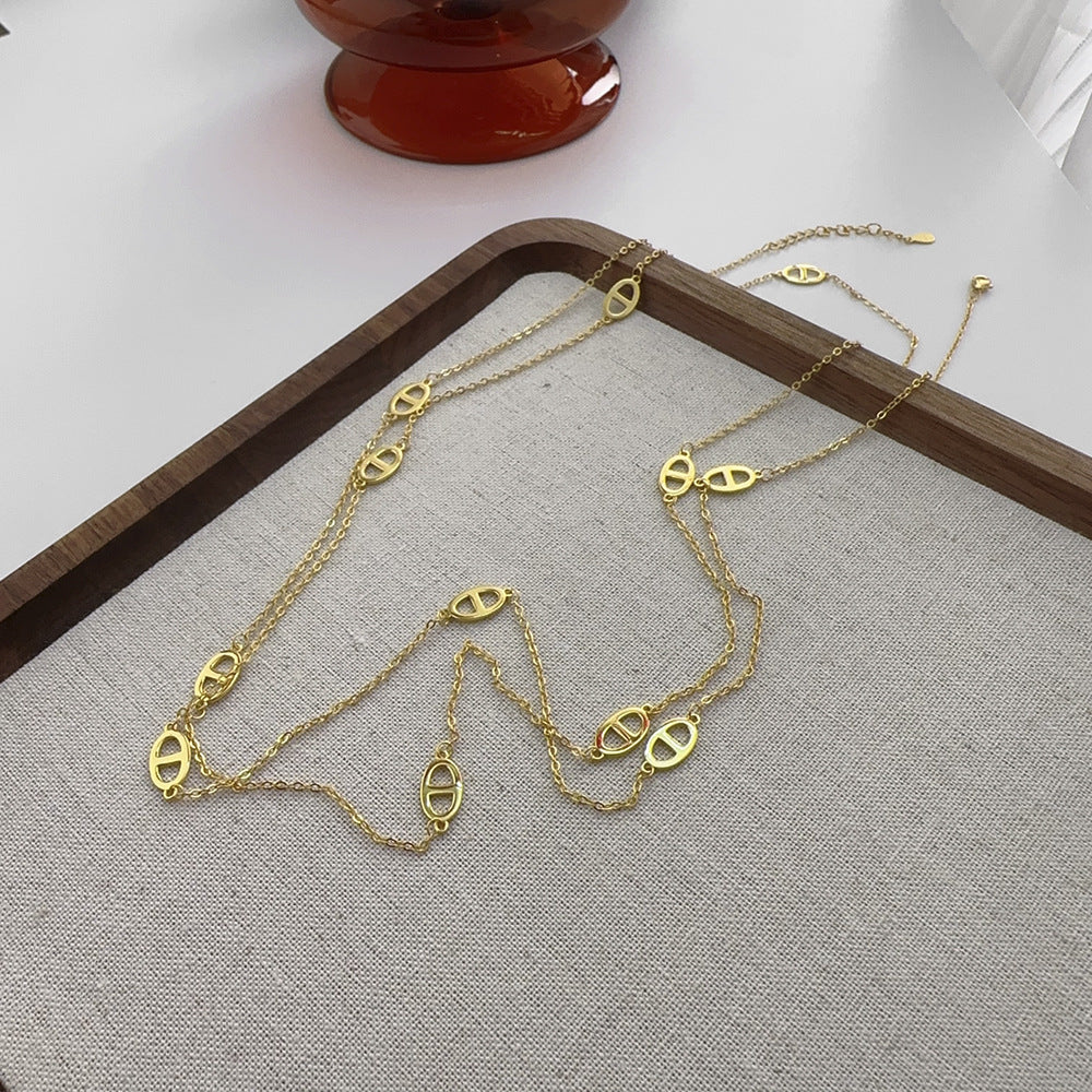 Women's Sterling Sier Pig Nose For Design Light Necklaces