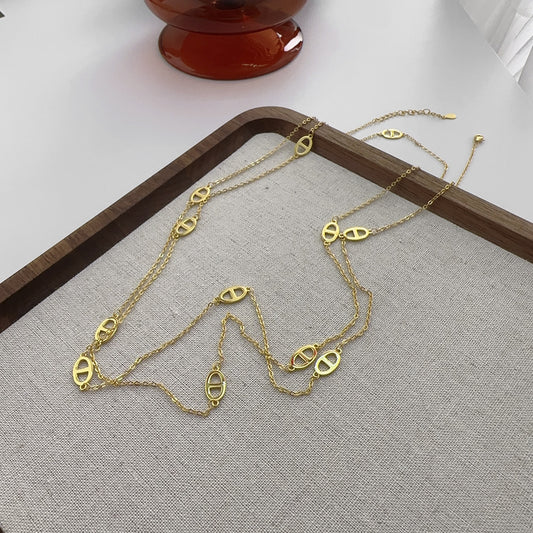 Women's Sterling Sier Pig Nose For Design Light Necklaces