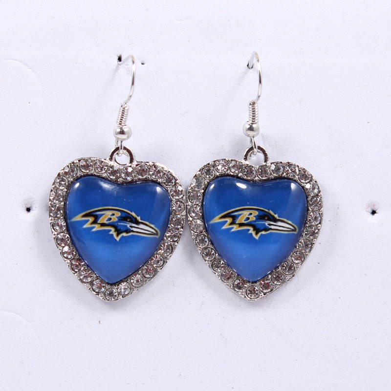 Peach Heart Spot Drill Sports Team Series Earrings
