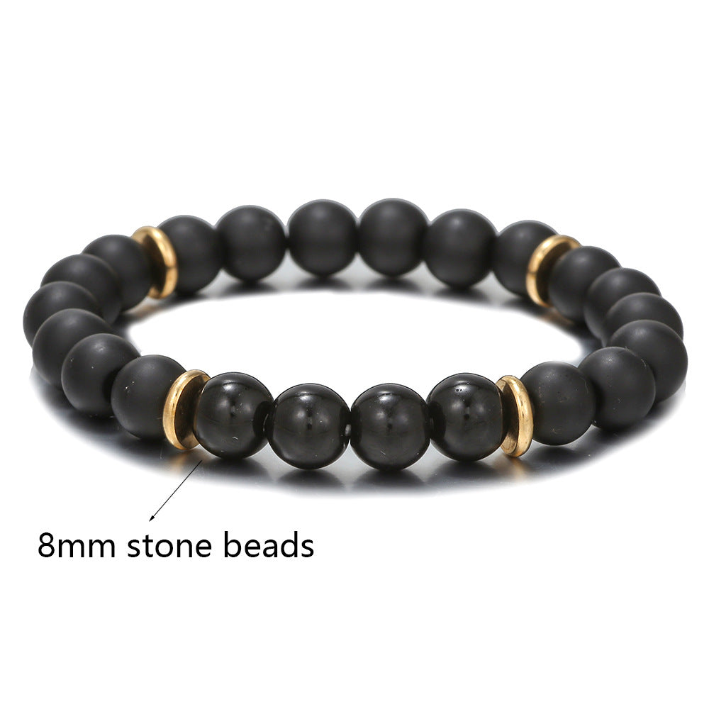 Women's & Men's Black Agate Haematite Snowflake Stone Design Bracelets
