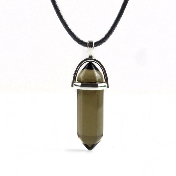 Natural Stone Hexagon Prism Fashion Crystal Necklaces