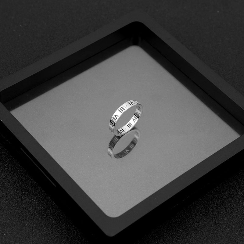 Female Hollow Roman Numerals High Quality Rings