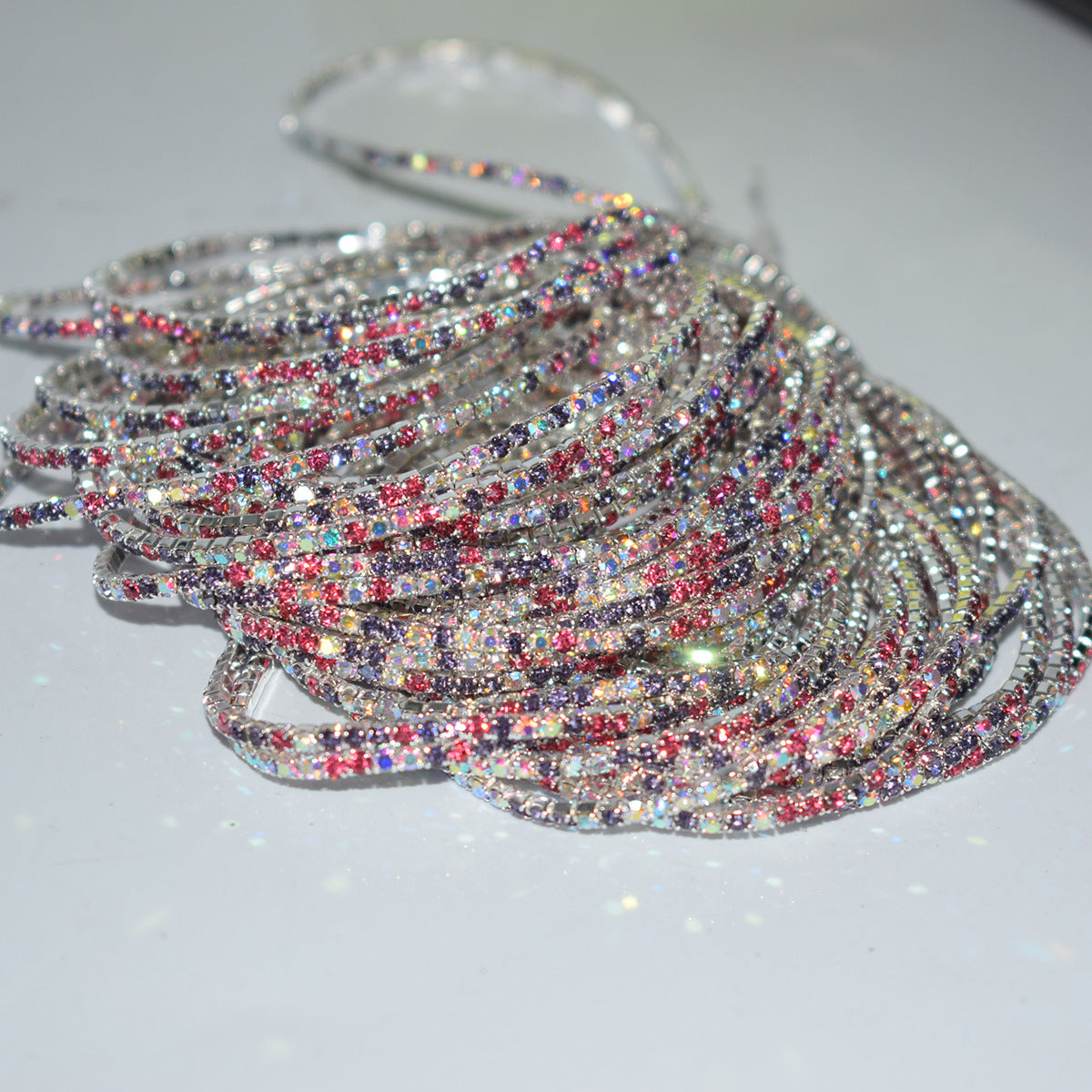 Row Colorful Rhinestone Female Live Grab Chain Bracelets