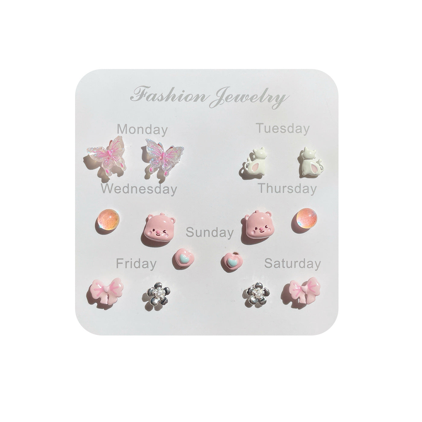 Simple Cute Week Suit Heart Sier Needle Small Earrings