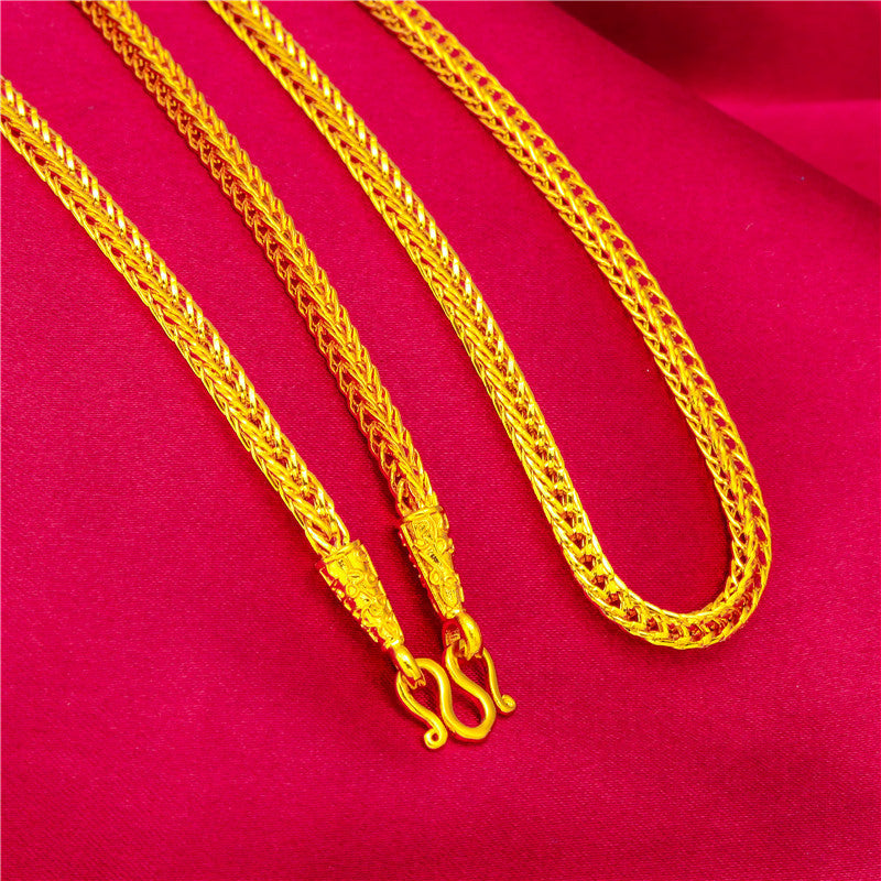 Men's Placer Gold Domineering Reverse Mold Fox Necklaces
