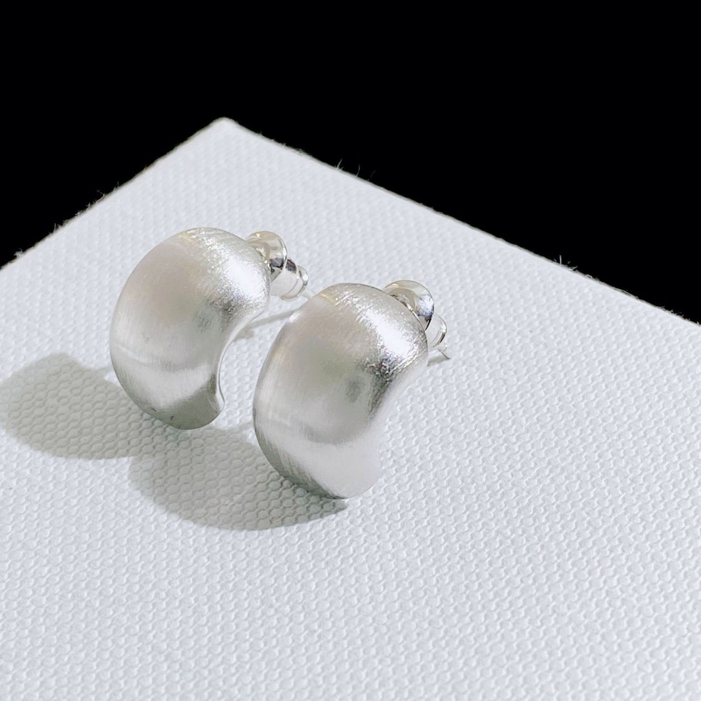 Style Simple Metal Brushed Bean-shaped Sier Rings