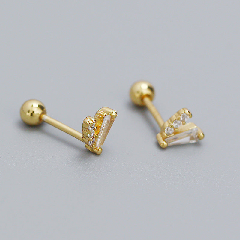 Piercing Ear Sier Diamond V-shaped Screw Rings