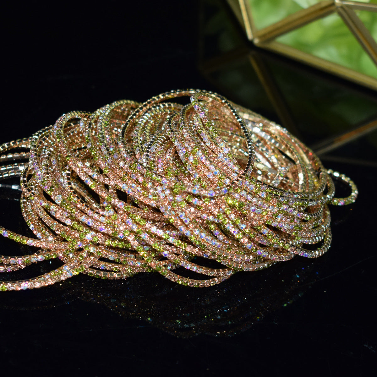 Row Colorful Rhinestone Female Live Grab Chain Bracelets