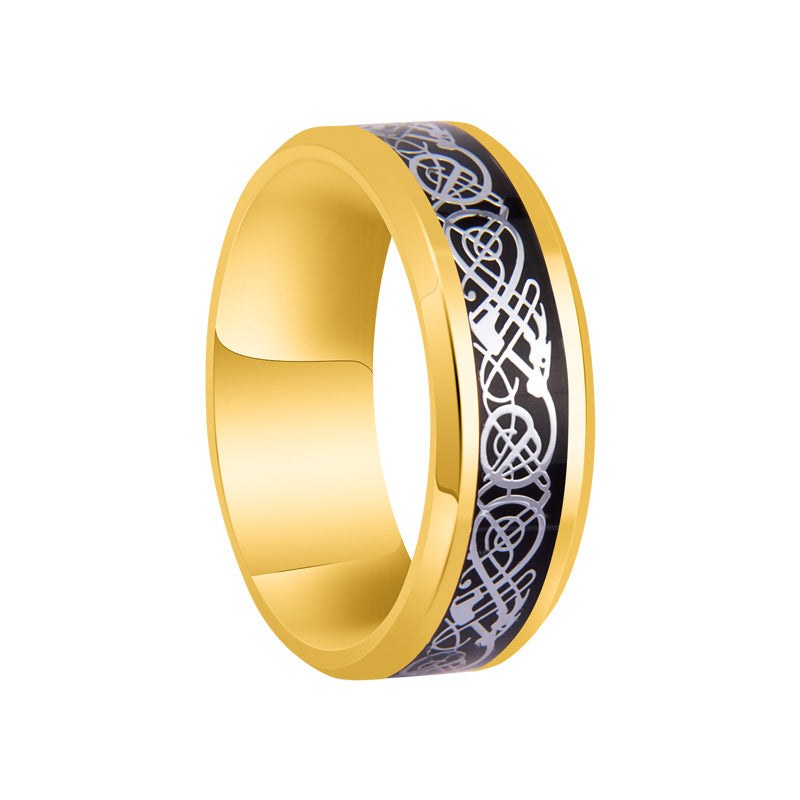 Men's Elegant Dragon Pattern Xi For Rings