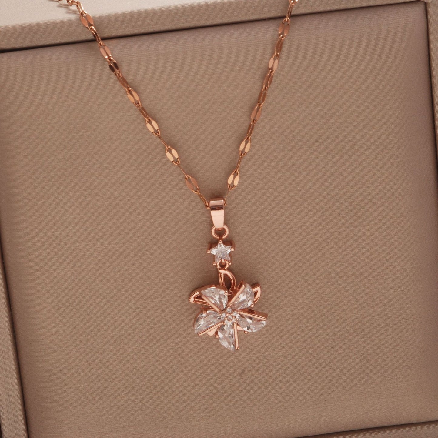 Women's Rose Gold Key Fu Lock Opal Korean Simple Fashion Necklaces