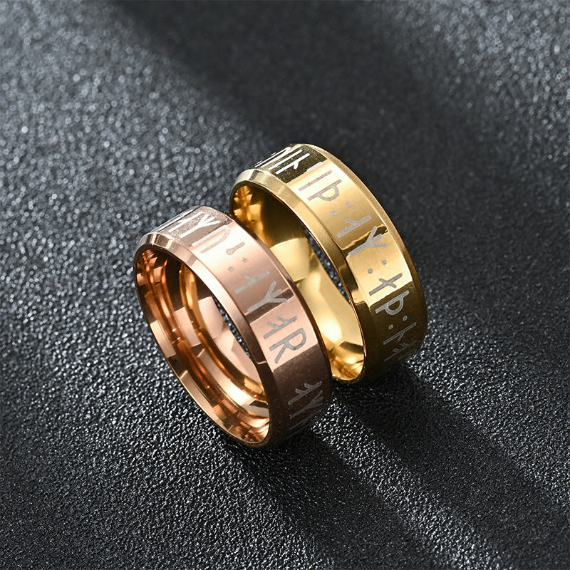 Men's Ornament Viking Letter Stainless Steel Rune Rings
