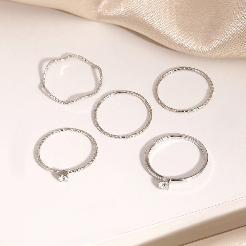 Simple Round Geometric Gold Sier Color Rings