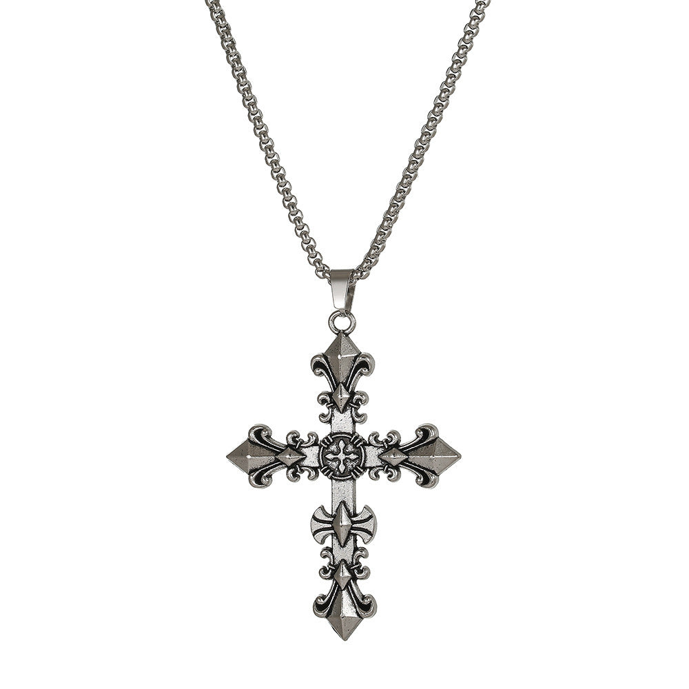 Retro Personality Cruciate Flower Cross Alloy Punk Hip Pendants