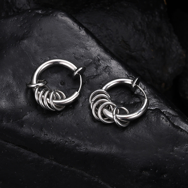 Women's & Men's Trendy Titanium Steel Small Circle Retro Style Simple Earrings
