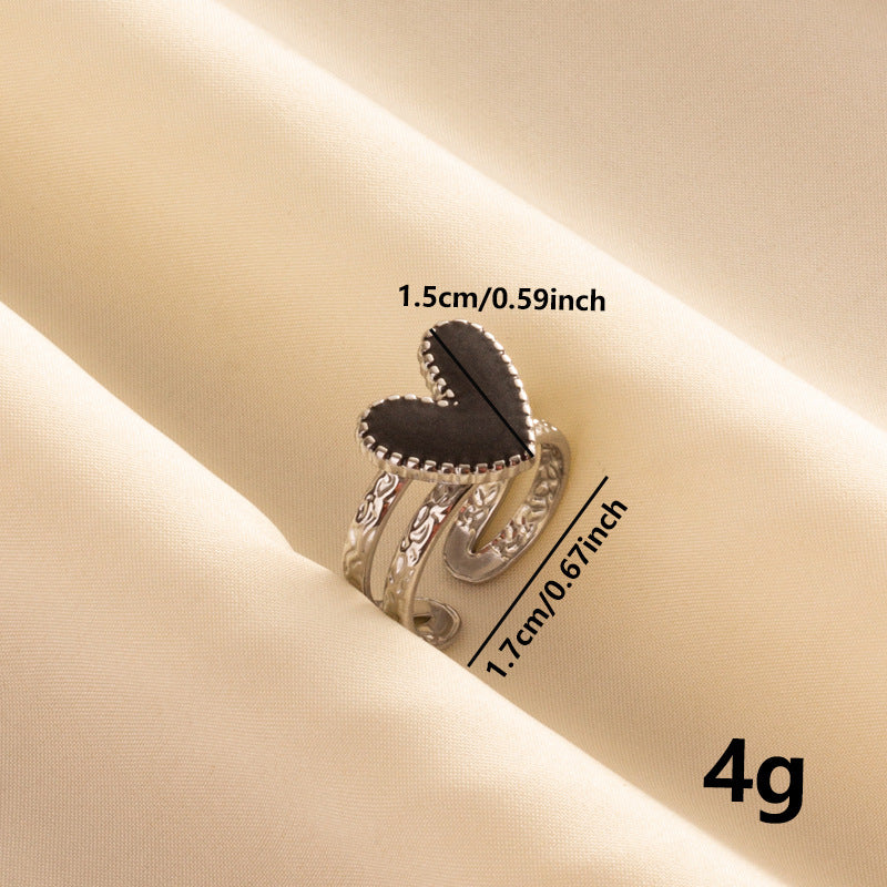 Women's Stainless Steel Fashion Love Oil Dripping Open Cold Rings