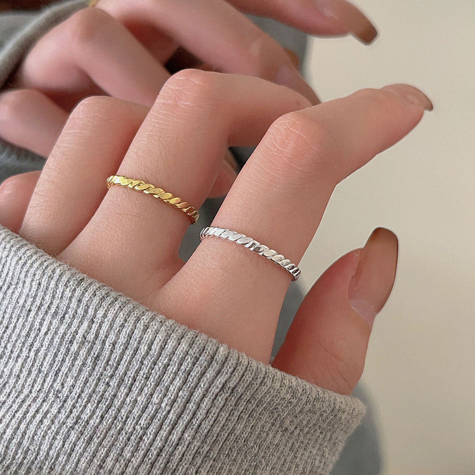 Korean Style Sterling Sier Braiding Thread Rings