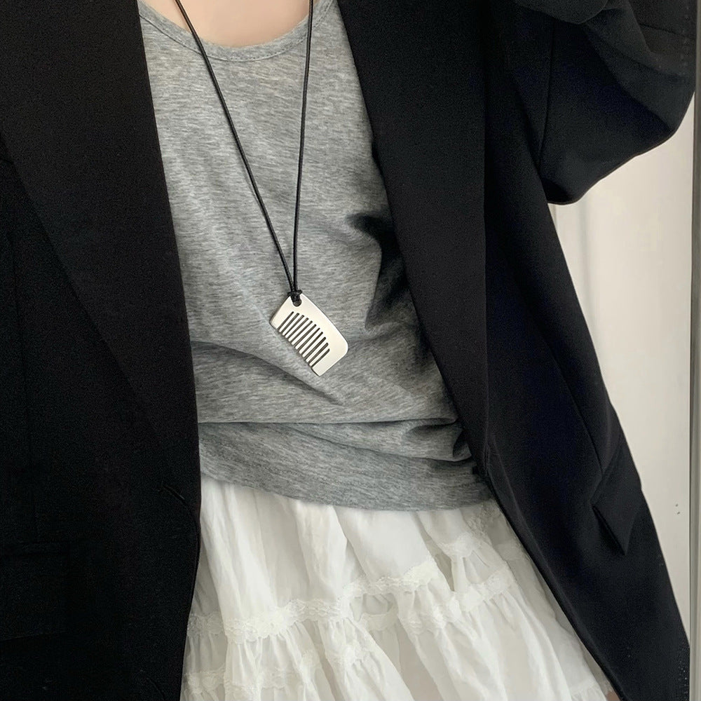 Sier Comb Design Personalized Sweater Chain Necklaces