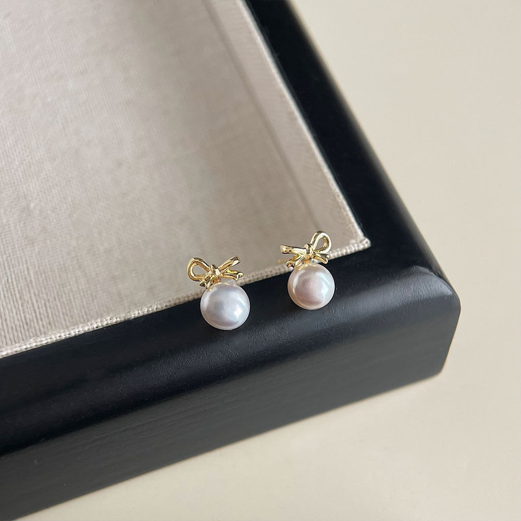 Geometric Ear Personality Simple Natural Pearl Earrings