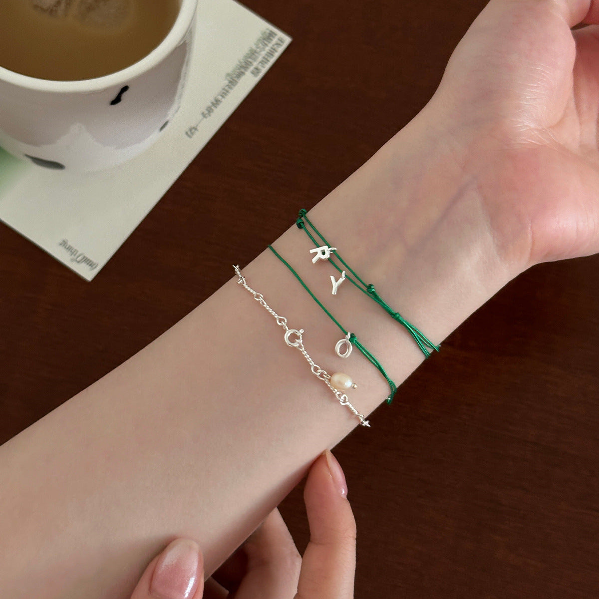 Women's Sier Letter Exquisite Design Twin Fusion Bracelets
