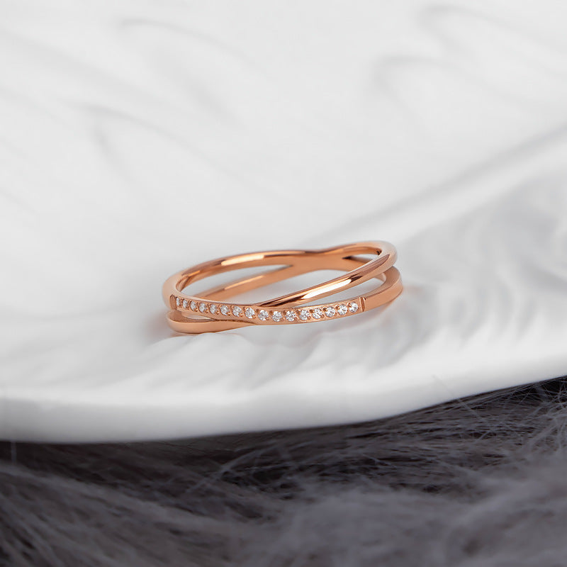 Cross Female Korean Titanium Steel Light Luxury Rings