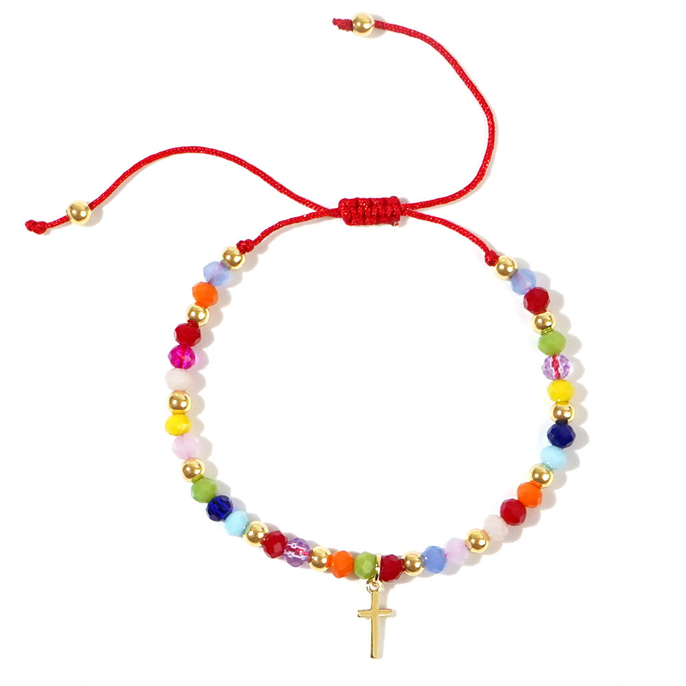 Bohemian Style Crystal Beads Cross Light Bracelets