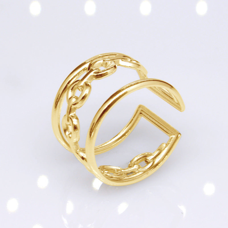 Women's & Men's Open Stainless Steel Type Adjustable Geometric Rings