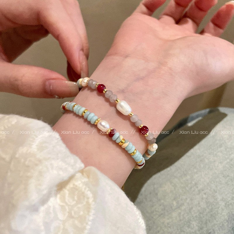 Pearl Stone Colorful Beaded Niche Retro Affordable Luxury Bracelets