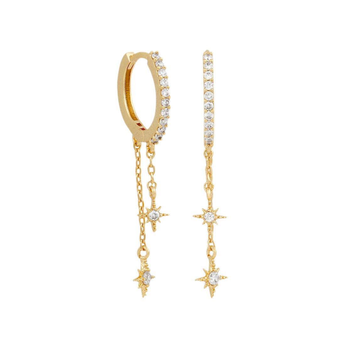 Chain Copper Zircon Gold Plated Temperament Artistic Earrings