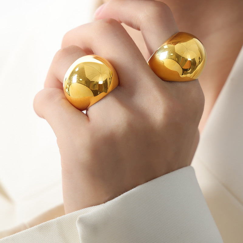 Commuter Ornament Geometric Simple Glossy Design Titanium Rings