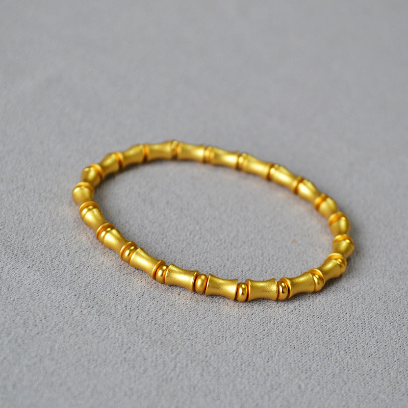 Women's Style Artistic Vintage Brass Ancient Gold-plated Frosted Bamboo Bracelets