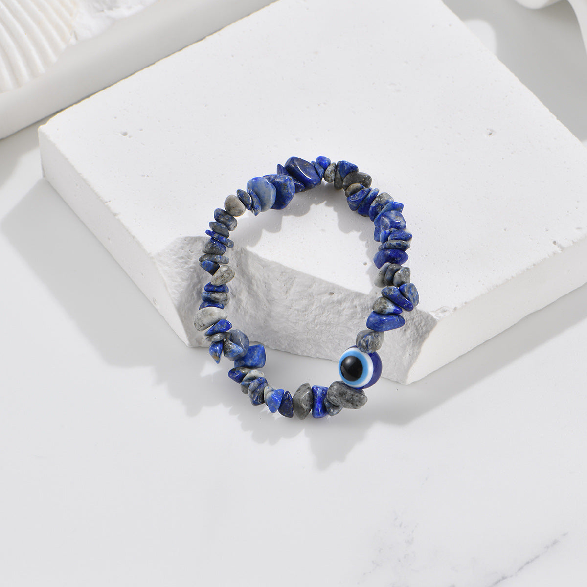 Devil's Eye Natural Gravel Beaded Crystal Stretch Rough Stone Bracelets