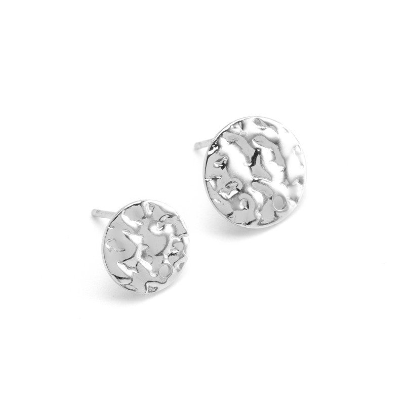 Stainless Steel Geometric Shape Embossed Round Card Ear Earrings