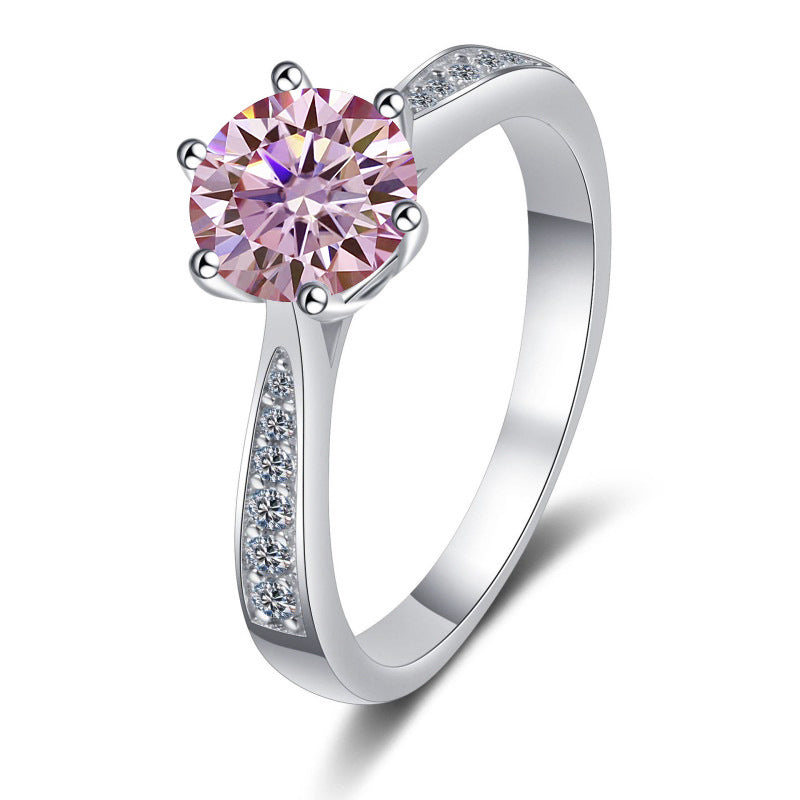 Women's Moissanite Sterling Sier Points Karat Classic Rings