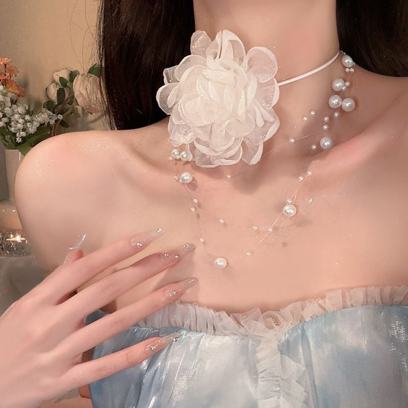 Camellia Female Lolita Dark Clavicle Chain Necklaces