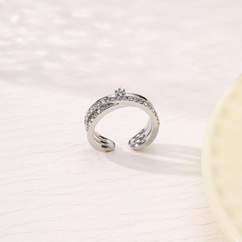 Stacked Female Personality Minimalist Design Diamond Rings