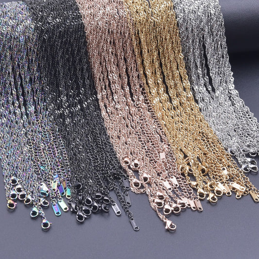 Wave Chain Golden Clavicle Stainless Steel Necklaces