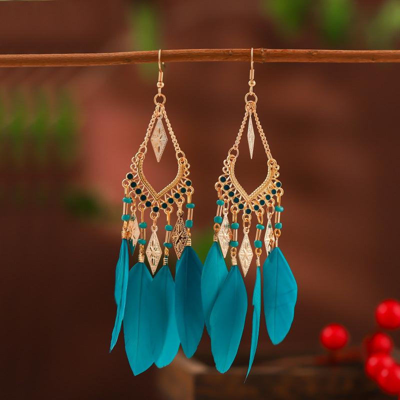 Your Exotic V-shaped Vintage Feather Daisy Earrings