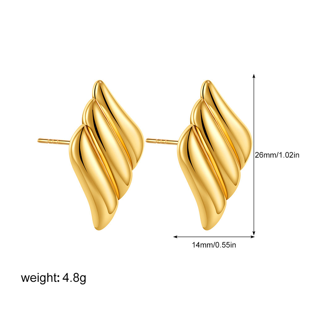 Stainless Steel Gold Wings Stick Siren Earrings