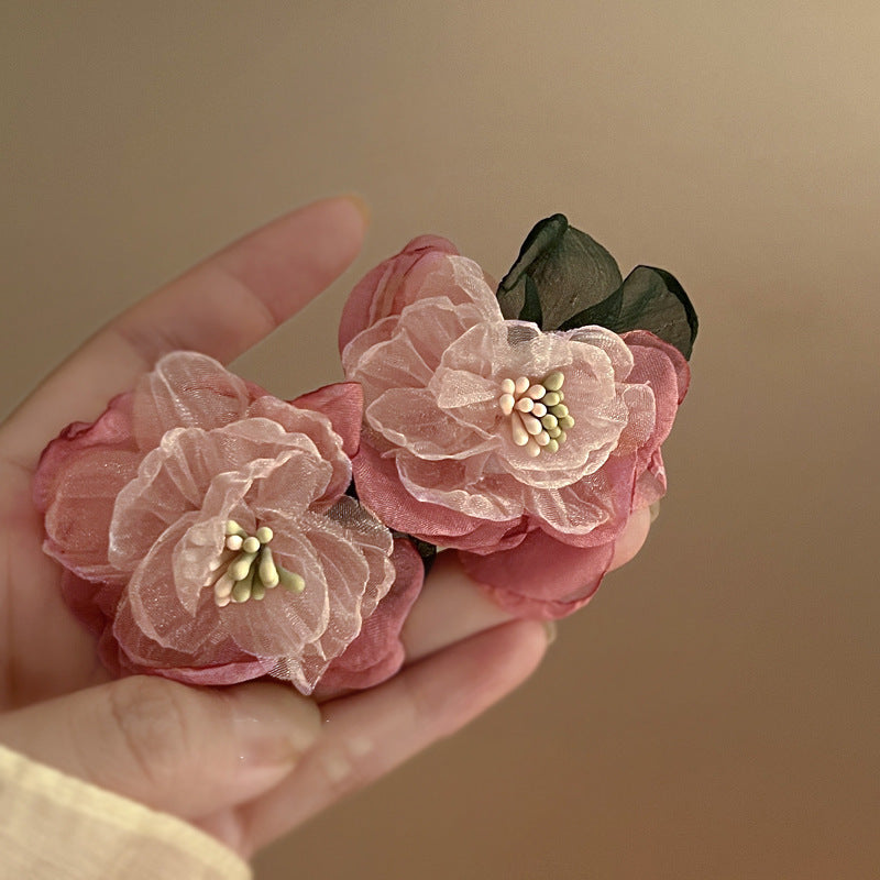 Needle Glaze Love Heart Flowers Summer Earrings