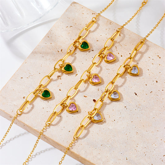 Niche Retro Gold-plated Fashion Colorful Gem Bracelets