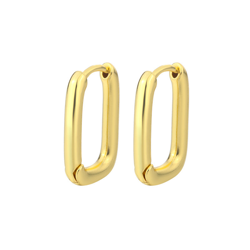 Women's Style U-shaped Oval Simple Geometric Design Earrings
