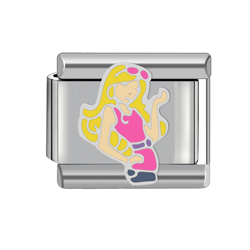 Lovely Pink Italian Charm Module Heart-shaped Detachable Bracelets