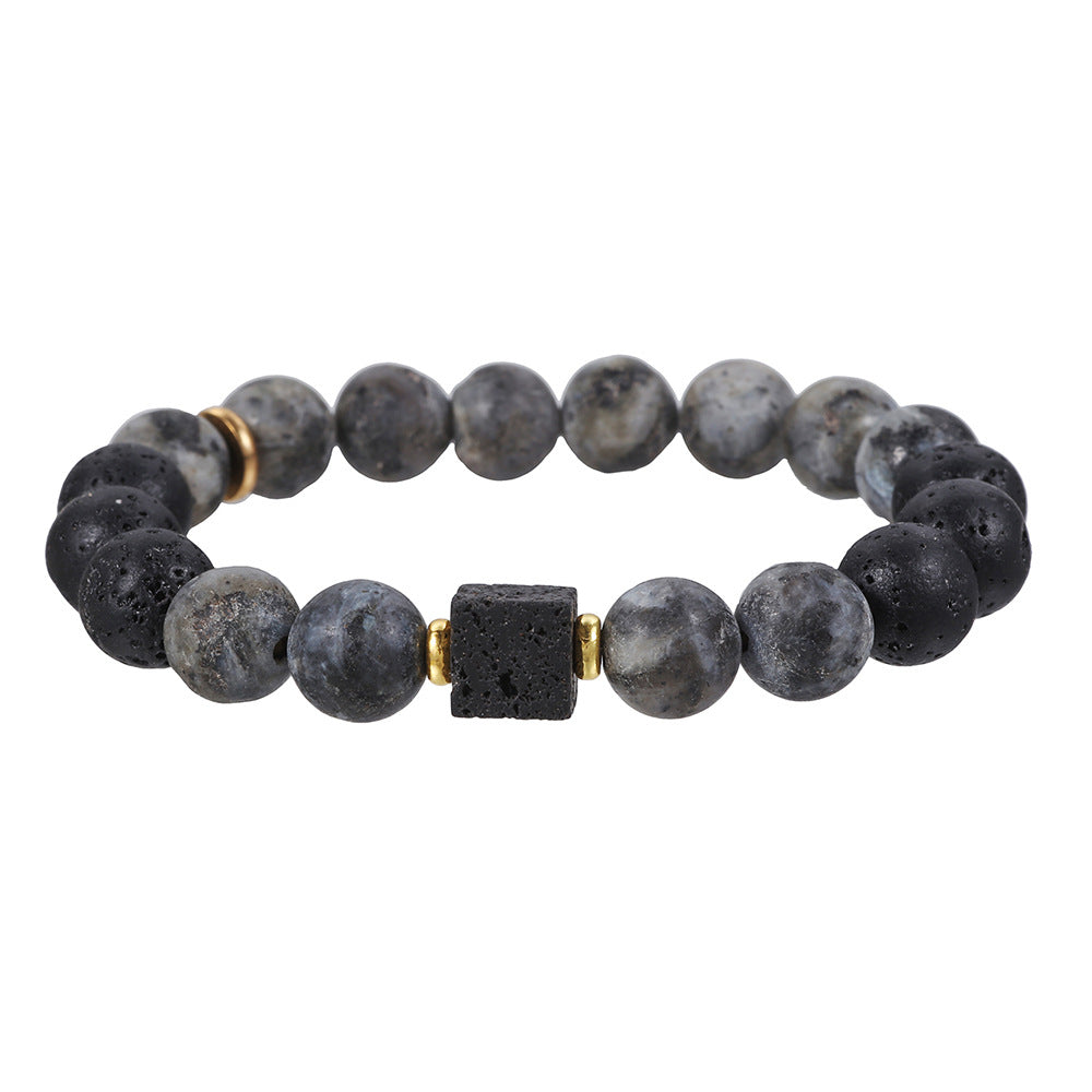 Women's & Men's Black Agate Haematite Snowflake Stone Design Bracelets