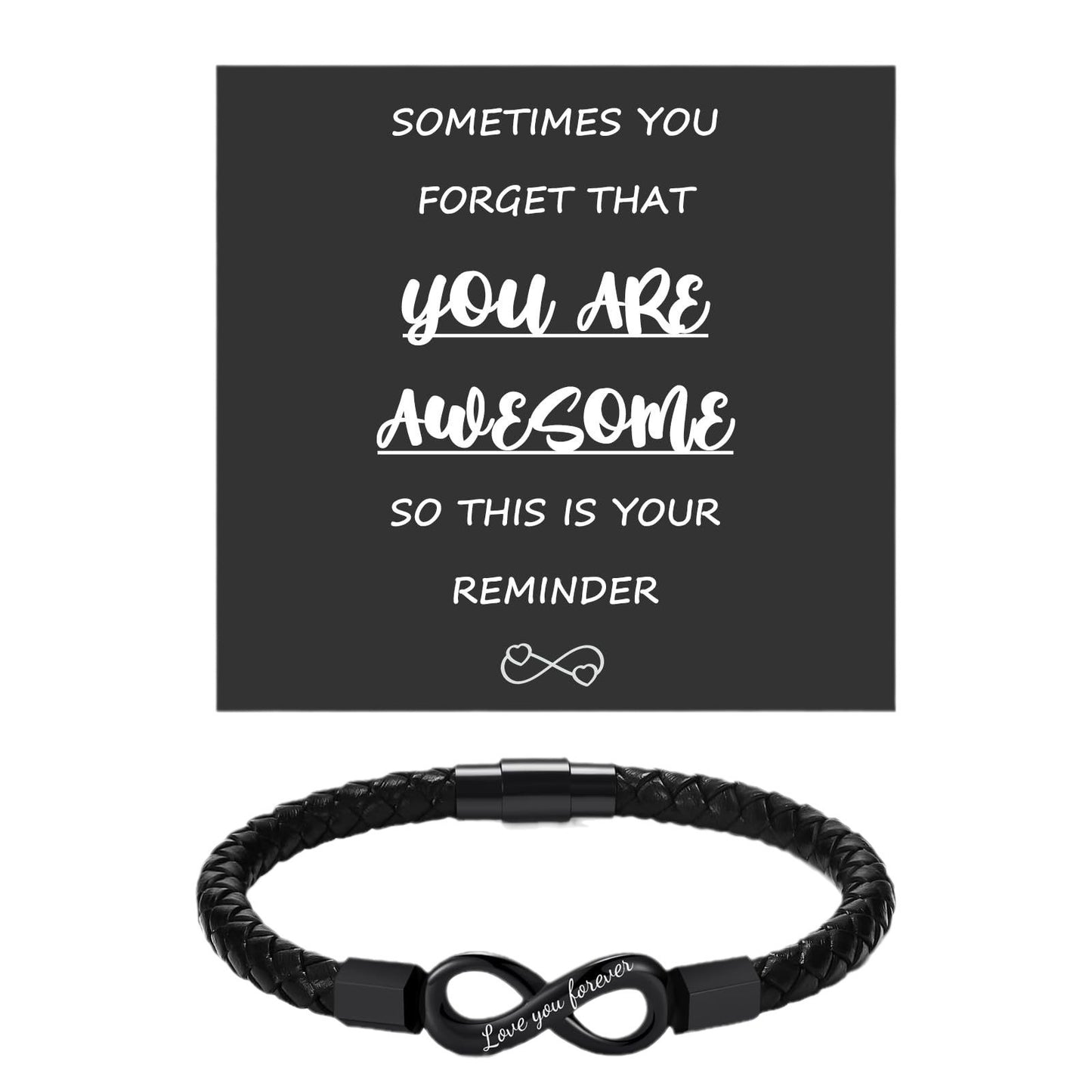 Men's Round Rope Woven String Black Words Bracelets