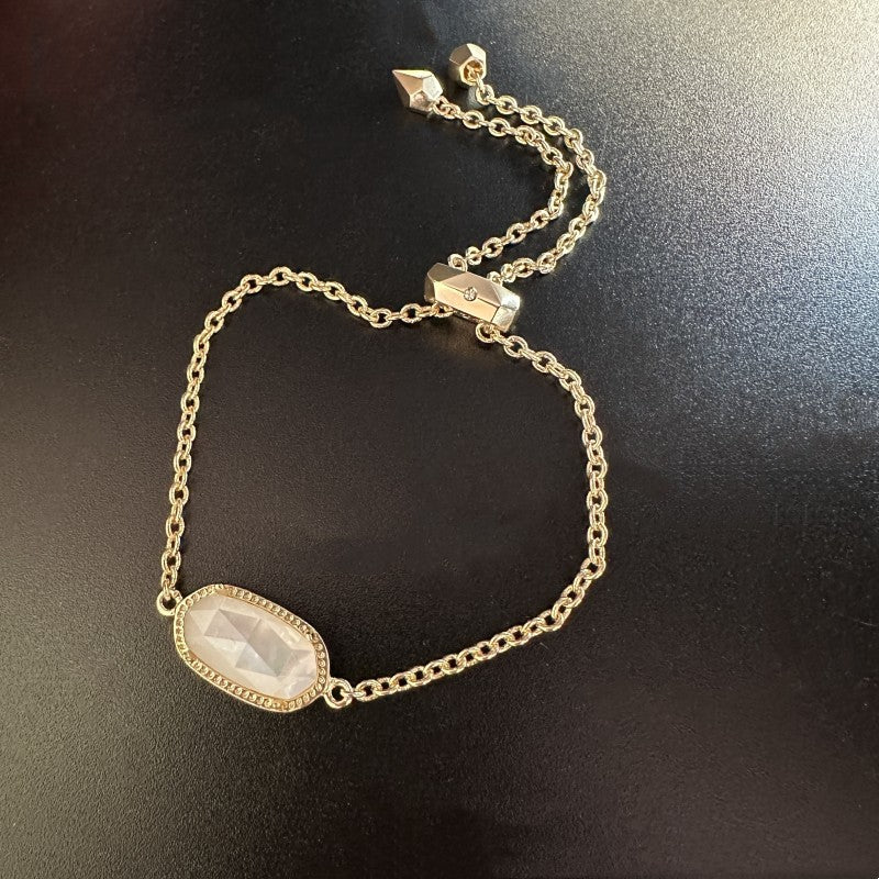 Gold Ornament Stone Geometric Cut Chain Bracelets